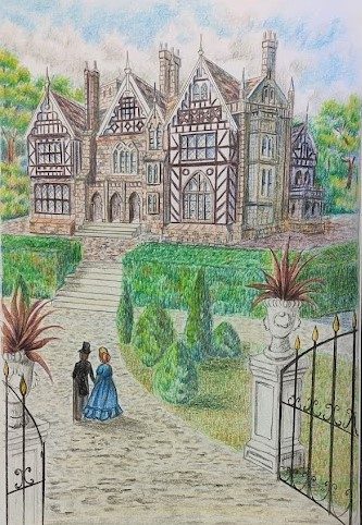 Chris B, Victorian house, coloured pencils.